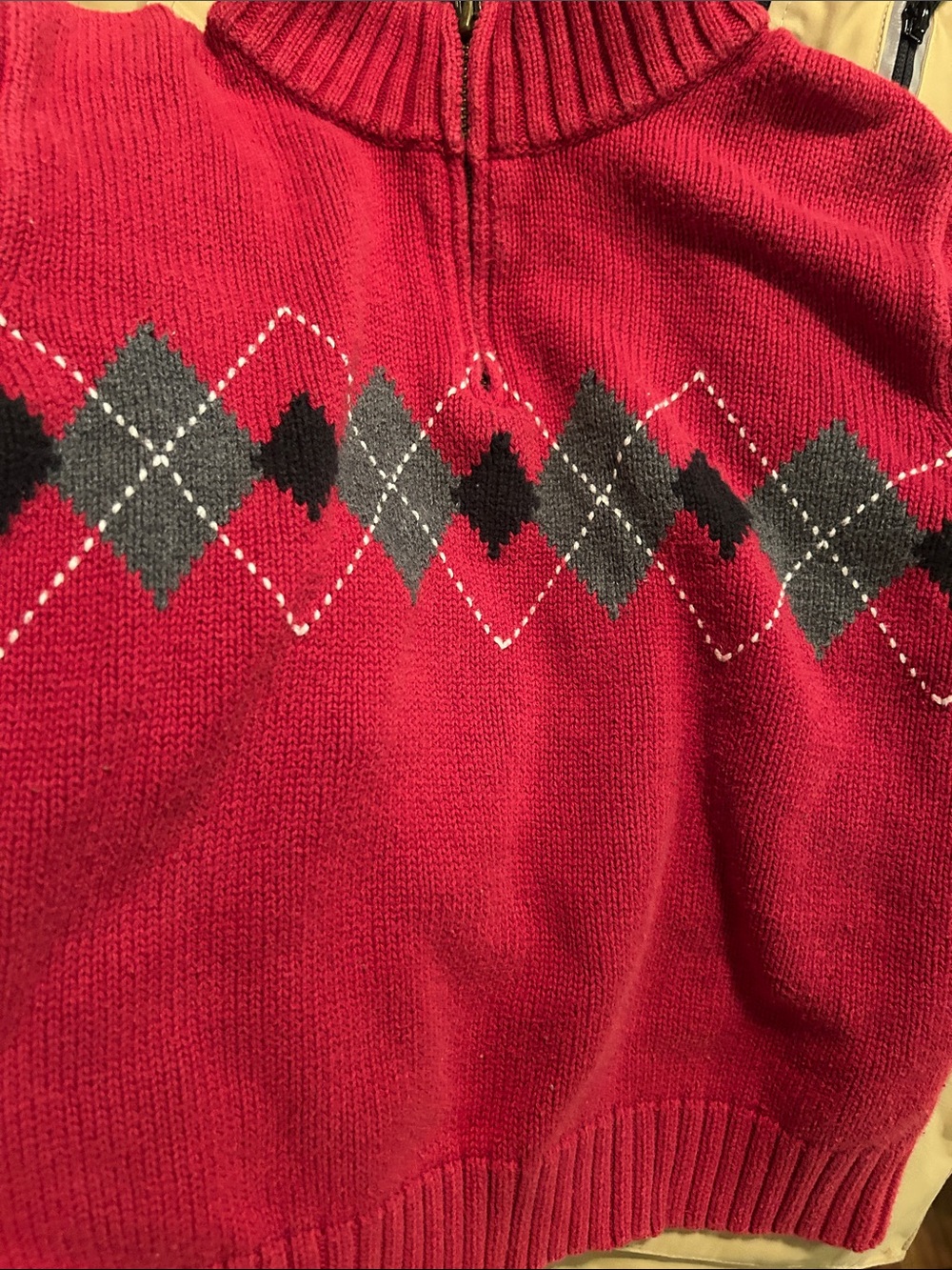 Gymboree Red Argyle Half-Zip Sweater